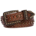 thumbnail image 1 of 1 1/2" Snap On Western Cowgirl Brown Faux Alligator Rhinestone Studded Leather Belt, 1 of 3
