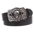 thumbnail image 1 of 1 1/2" Snap On Western Rectangular Skull Flame Cross Buckle With Plain Belt, 1 of 2