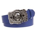 thumbnail image 1 of 1 1/2" Snap On Western Rectangular Skull Flame Cross Buckle With Plain Belt, 1 of 2
