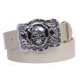 thumbnail image 1 of 1 1/2" Snap On Western Rectangular Skull Flame Cross Buckle With Plain Belt, 1 of 2