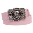thumbnail image 1 of 1 1/2" Snap On Western Rectangular Skull Flame Cross Buckle With Plain Belt, 1 of 2