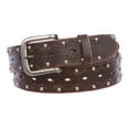 thumbnail image 1 of 1 1/2" Snap on Perforated Vintage Embossed Studded Jean Belt, 1 of 3