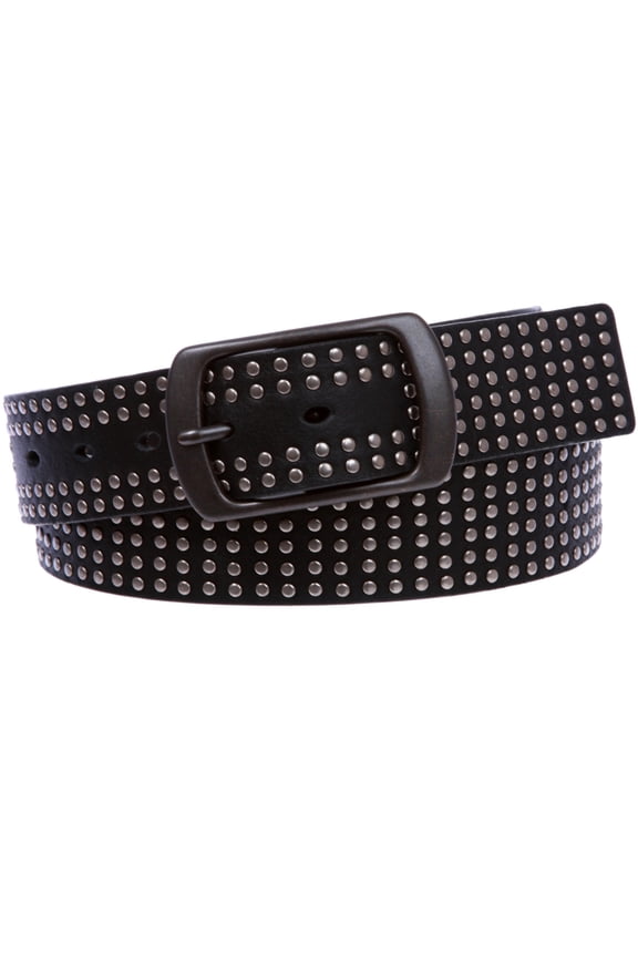 1 1/2" Snap on Tiny Circle Studded Genuine Leather Belt