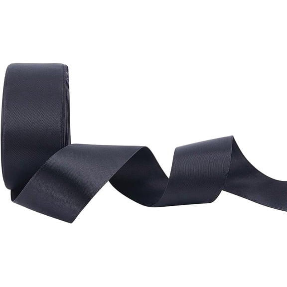 1-1/2 Stain Ribbon Double Faced Continuous Silk Fabric Ribbon 25 Yards Black Solid Roll for Gift Wrapping Wedding Flower Bouquet Balloons Invitations Party Chair Christmas Craft Decoration Black