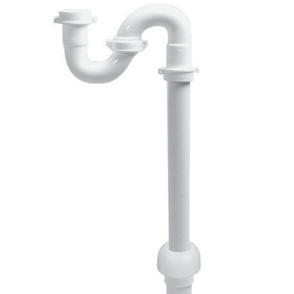 1-1/2" White S-Trap w/Marvel Adapter, Escutcheon & TPR Washer for Sink