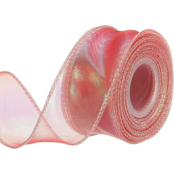 1 1/2" Wide Sparkly Sheer Organza Ribbon, Pastel Shimmer Iridescent Chiffon Ribbons 10 Yard, for Gift Wrapping Flowers Bouquet Hair Bows Wedding Decors Ornaments