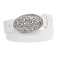 thumbnail image 1 of 1 1/2" Women's Snap On Belt With Oval Perforated Engraved Crystal Rhinestone Western Floral Buckle, 1 of 2