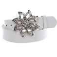 thumbnail image 1 of 1 1/2" Women's Snap On Rhinestone Floral Fashion Belt Multi-Color Options, 1 of 3