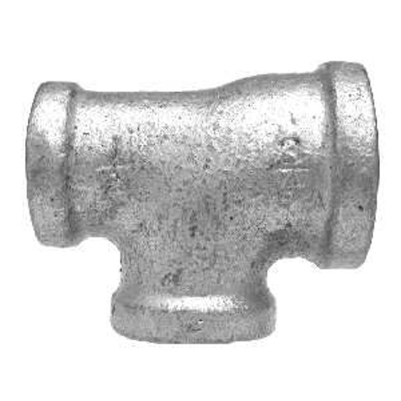 1-1/2 X 1 X 1 Galvanized Mall Red Tee, Galvanized 150# Malleable Fittings, Nipples and Fittings