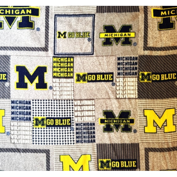 1-1/2 Yard - Michigan Football Wolverine Blue & Gray Block Fleece Fabric (Great for Sewing, Craft Projects, No-Sew Throw Blanket, & Pillows) 1-1/2 Yard x 58" Wide
