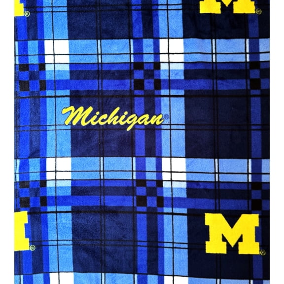 1-1/2 Yard - Michigan Football Wolverine Blue Plaid Fleece Fabric (Great for Sewing, Craft Projects, No-Sew Throw Blanket, & Pillows) 1-1/2 Yard x 58" Wide
