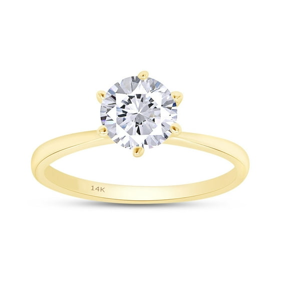1 1/2 ct. t.w 7.5MM Round Cut Lab Created Moissanite Diamond Solitaire Engagement Ring For Women In 14K Solid Yellow Gold (G-H Color, VVS1 Clarity, 1.50 Cttw)-7