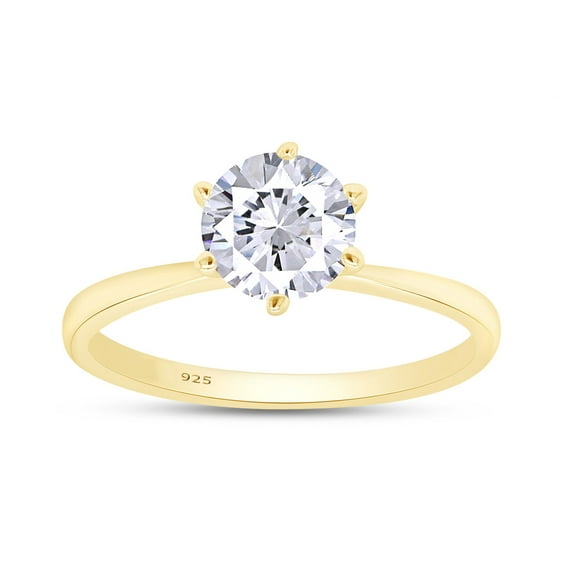 AFFY 1.50CT Moissanite Diamond Solitaire Engagement Ring For Women in 14K Yellow Gold over Silver-6.5
