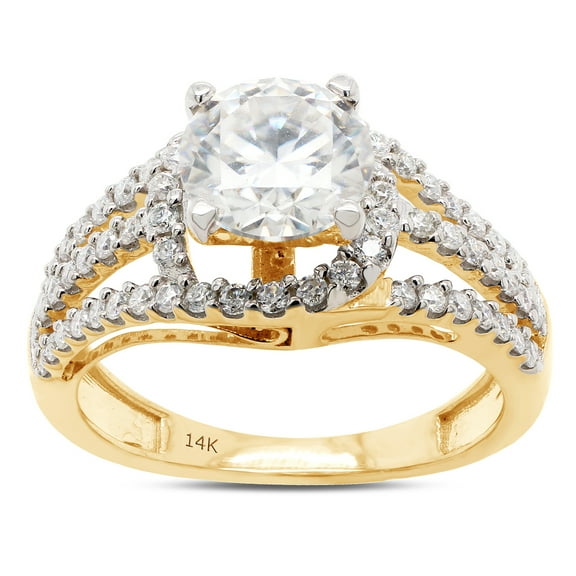 1 1/2 ct. t.w Center 6.5MM Round Cut Lab Created Moissanite Diamond Split Shank Crossover Halo Bypass Engagement Ring In 14K Solid Yellow Gold(G-H Color, VVS1 Clarity,1.50 Cttw)-10