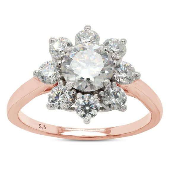1 1/2 ct. t.w Center 6MM Round Cut Lab Created Moissanite Diamond Halo Flower Engagement Ring For Women In 14K Rose Gold Over Sterling Silver(G-H Color,VVS1 Clarity, 1.50 Cttw)-5