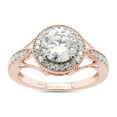 thumbnail image 1 of 1 1/2 ct. t.w Center 7MM Round Cut Lab Created Moissanite Diamond Halo Engagement Ring For Women In 14K Rose Gold Over Sterling Silver (G-H Color, VVS1 Clarity, 1.50 Cttw)Size : 5.5, 1 of 7