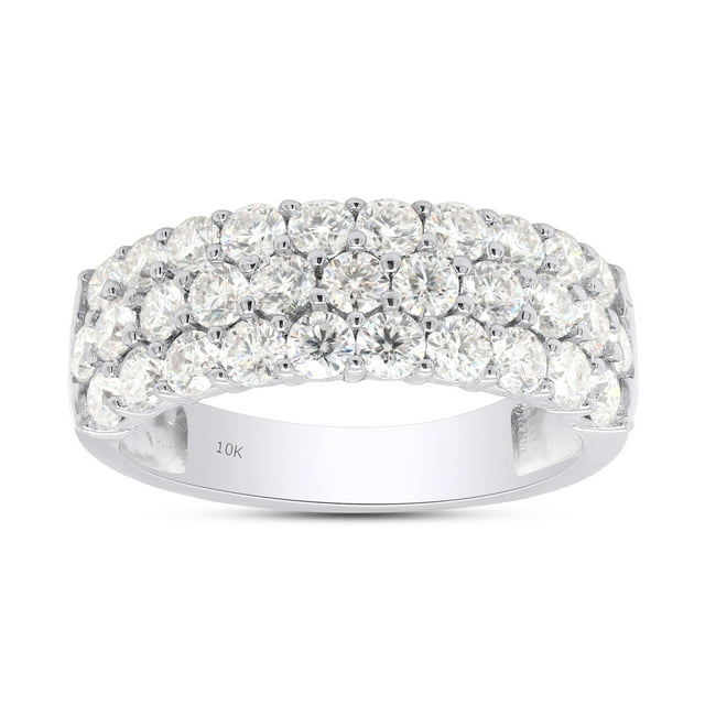 1 1/2 ct. t.w Round Cut Lab Created Moissanite Diamond 3-Row Half Eternity Anniversary Band Ring For Women In 10K Solid White Gold (G-H Color, VVS1 Clarity, 1.50 Cttw)-9