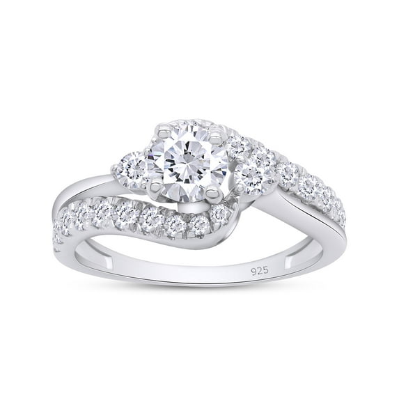 1 1/2 ct t.w Round Cut Lab Created Moissanite Diamond Bypass Engagement Ring For Women In 14K White Gold Over Sterling Silver (G-H Color, VVS1 Clarity, 1.50 Cttw)-9