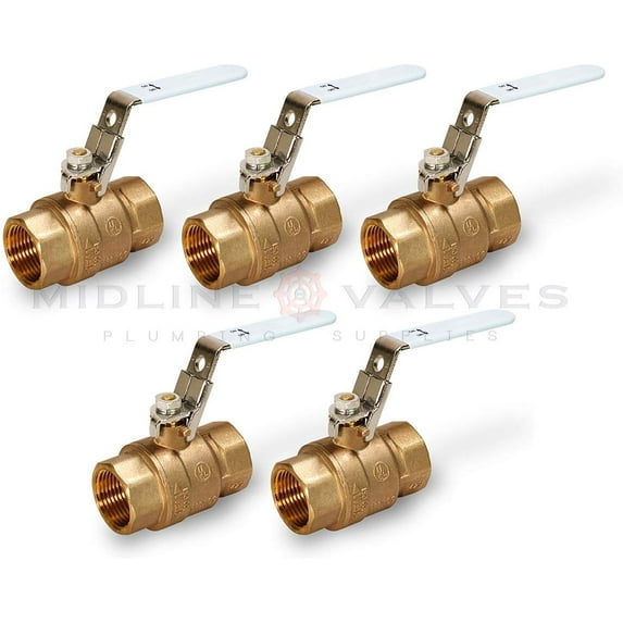 1-1/2 in. FIP x 1-1/2 in. FIP Premium Brass Full Port Ball Valve with Lock Handle (5 Pack)