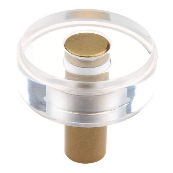 1-1/2 in. Round Modern Clear Acrylic Cabinet Knobs, Satin Gold, Pack of 10