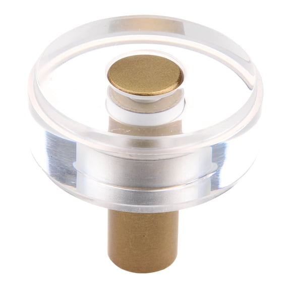 1-1/2 in. Round Modern Clear Acrylic Cabinet Knobs, Satin Gold