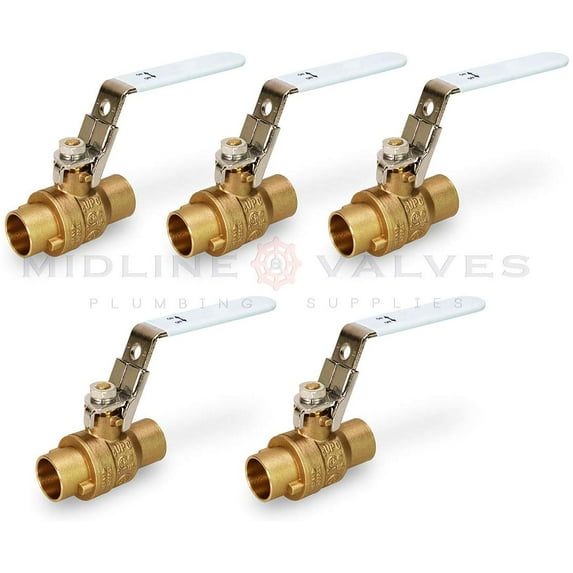 1-1/2 in. SWT x 1-1/2 in. SWT Premium Brass Full Port Ball Valve with Lock Handle (5 Pack)