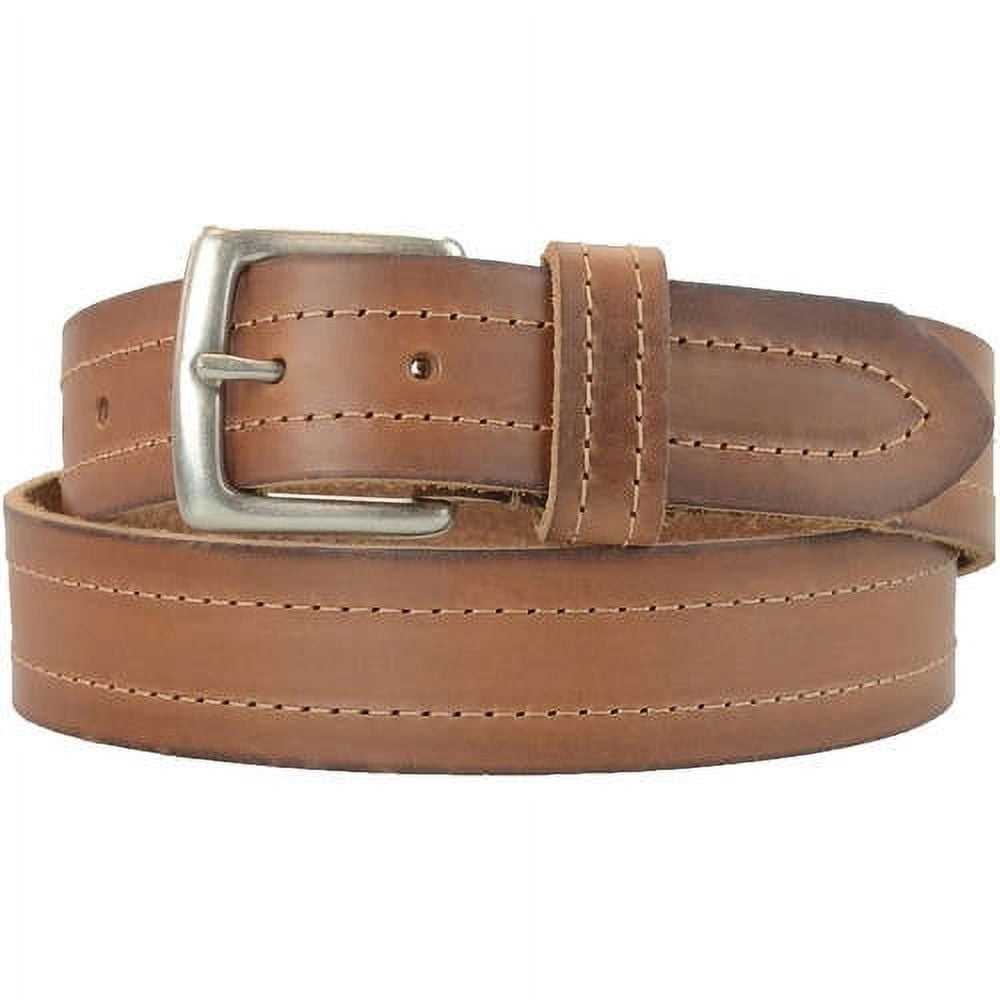 1-1/2 in. US Steer Hide Leather Double Stitch Men's Belt w/ Antq. Nickel Buckle
