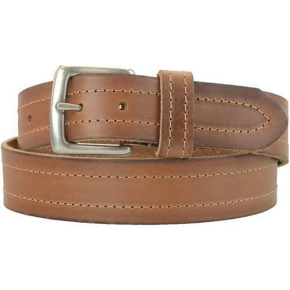 1-1/2 in. US Steer Hide Leather Double Stitch Men's Belt w/ Antq. Nickel Buckle
