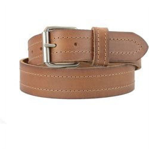 1-1/2 in. US Steer Hide Leather Double Stitch Men's Belt w/ Antq.Nickel Roller Buckle- Tan