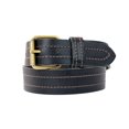 thumbnail image 1 of 1-1/2 in. US Steer Hide Leather Double Stitch Men's Belt with Antique Brass Finish Roller Buckle- Balck, 1 of 2