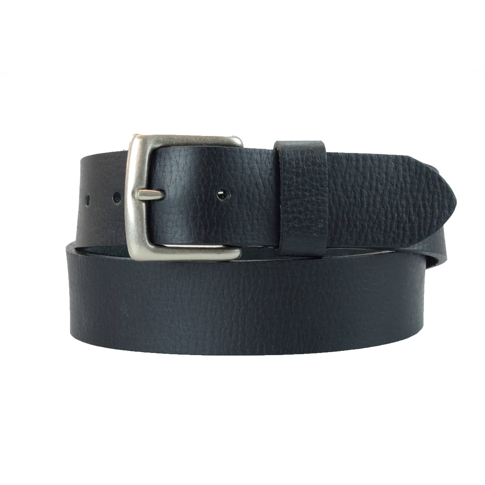 1-1/2 in. US Steer Hide Leather Pebble Grain Men's Belt w/ Antq. Nickel Buckle