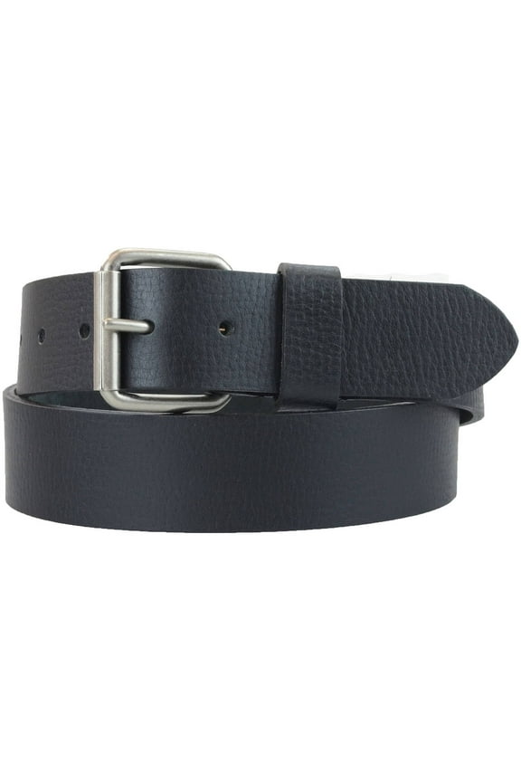 1-1/2 in. US Steer Hide Leather Pebble Grain Men's Belt w/ Antq. Nickel Roller Buckle