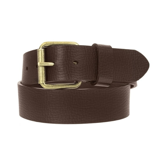 1-1/2 in. US Steer Hide Leather Pebble Grain Men's Belt with Antique Brass Finish Roller Buckle
