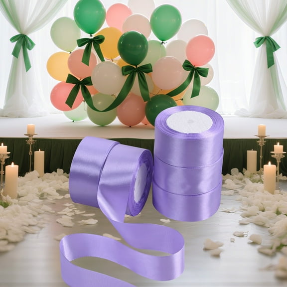 THEGLY 1-1/2 inch 25yards,Total 5 roll 125 yards,Light Purple Satin Ribbon for Gift Wrapping,Crafts,Christmas,Invitation Decorations and More