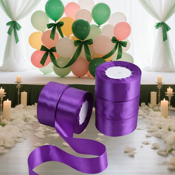 THEGLY 1-1/2 inch 25yards,Total 5 roll 125 yards,Purple Satin Ribbon for Gift Wrapping,Crafts,Christmas,Invitation Decorations and More