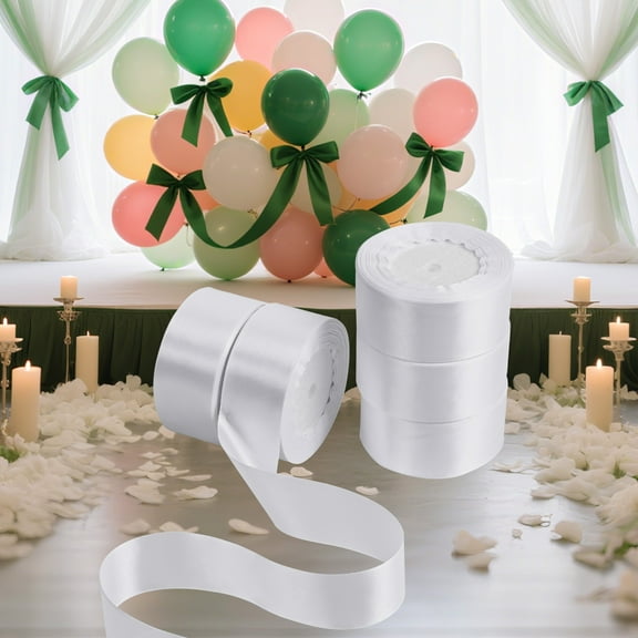 THEGLY 1-1/2 inch 25yards,Total 5 roll 125 yards,White Satin Ribbon for Gift Wrapping,Crafts,Christmas,Invitation Decorations and More