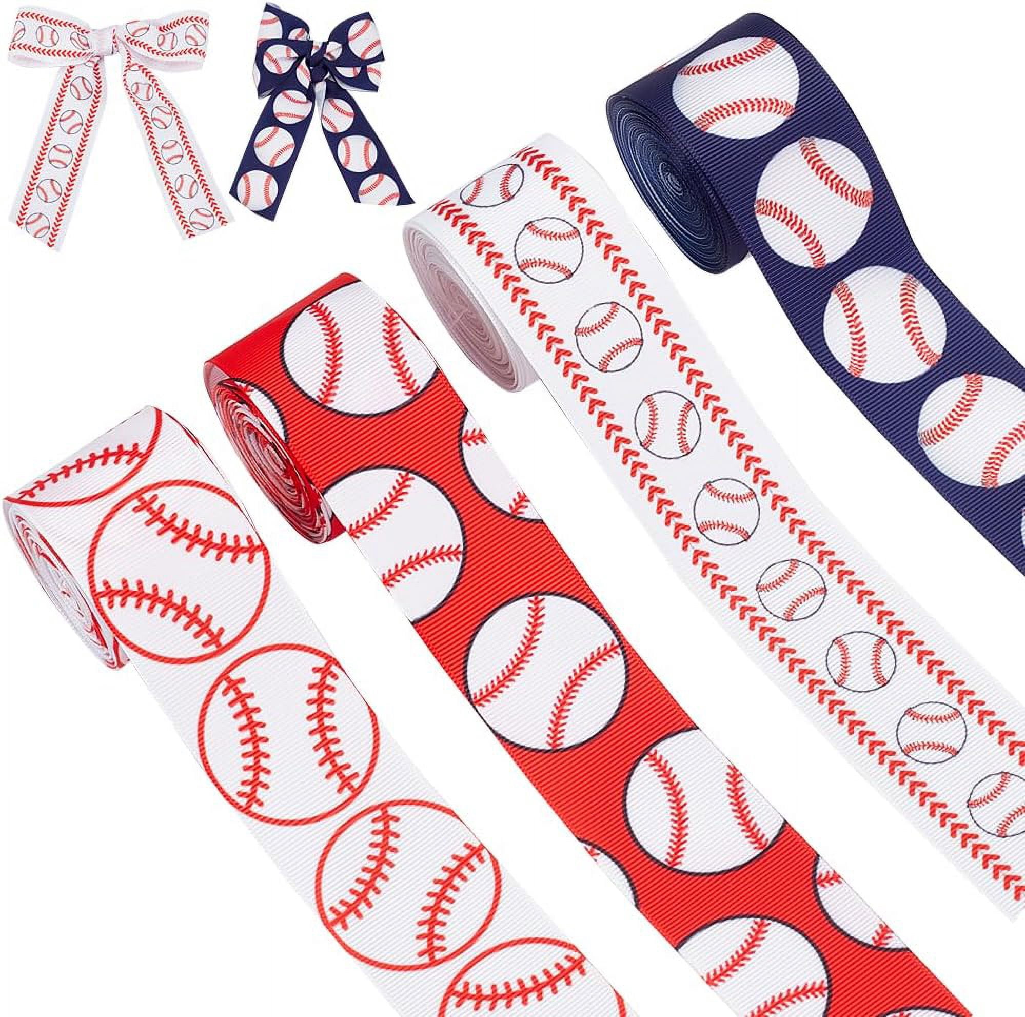 Baseball Ribbon Lettering 1-1/2 inch Baseball Ribbons 4 Styles Grosgrain Ribbon Sports Ball ...