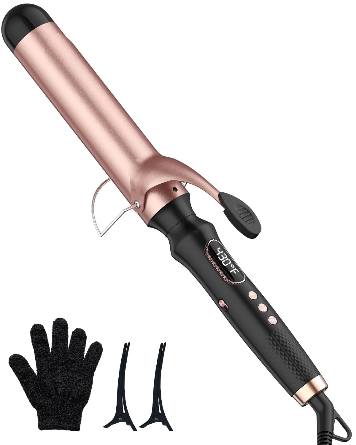 1 1/2 inch Curling Iron,100-240V Dual Voltage Culing Wand,Long Barrel Curling Iron Hair，Fast Heating Hair Curler with 12 Heat Settings with LED Display
