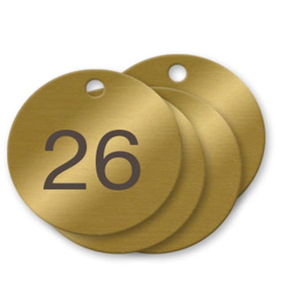 1-1/2 inch Numbered Solid Brass Valve Tags - Pack of 25 (26-50)