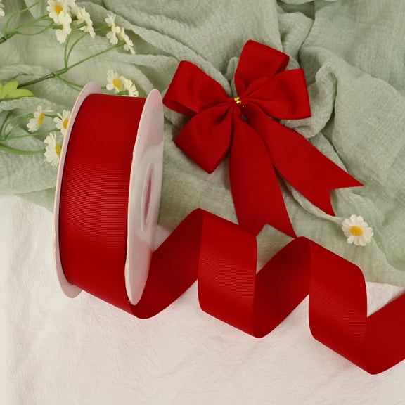 1-1/2 inch Red Grosgrain Ribbon 50 Yards for Gift Wrapping Weddings DIY Floral Decor Sewing & More