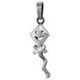 thumbnail image 1 of 1 1/2 inch Sterling Silver Happy Face Kite Pendant Diamond-Cut Oxidized finish NO Chain, 1 of 3