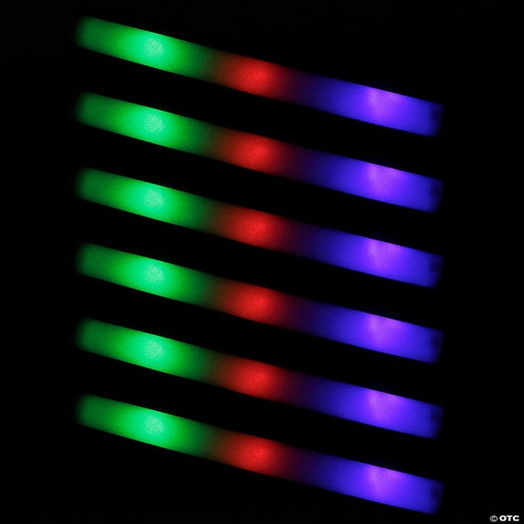 1 1/2" x 18 1/2" Bulk 60 Pieces LED Multicolor 18-bulb Foam Glow Sticks