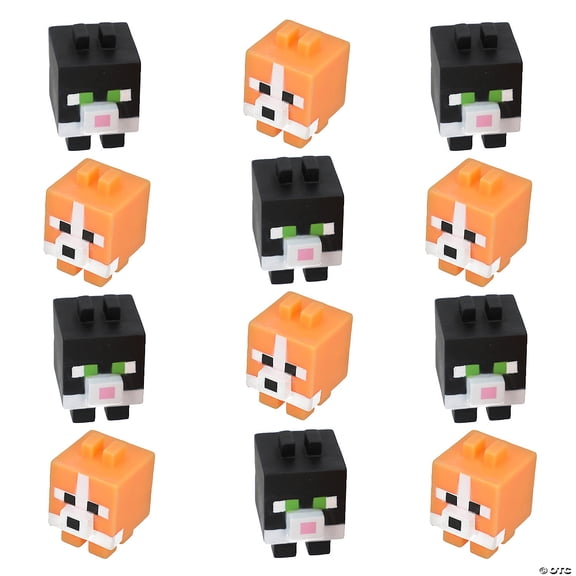 1 1/2" x 2" Pixel Pets Vinyl Cube Critter Characters - 12 Pieces