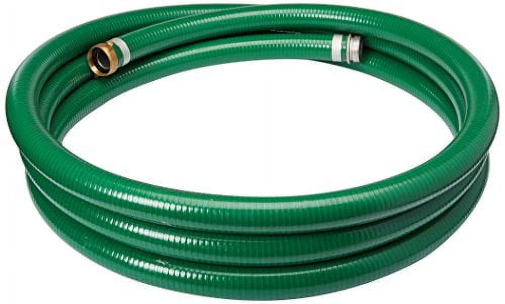 Heavy Duty Green PVC Suction Hose with Aluminum Fittings, 20 Ft