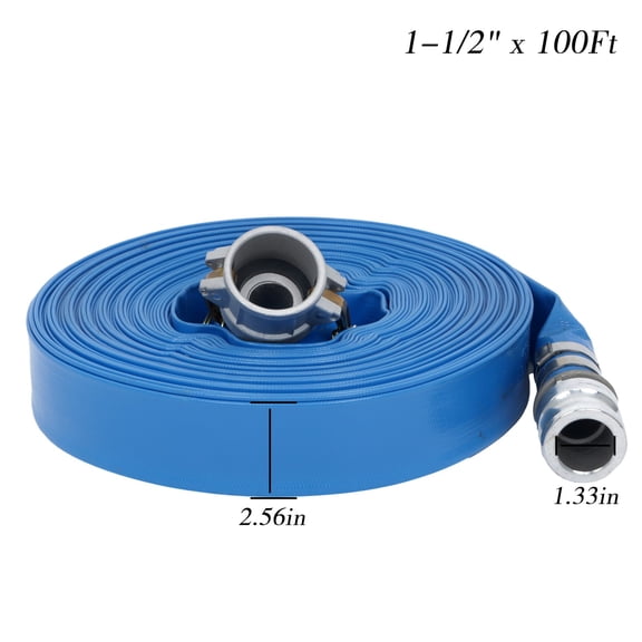 1-1/2" x 25/50/100FT Pool Backwash Hose W/Aluminum Pin Lug Fittings PVC Lay Flat