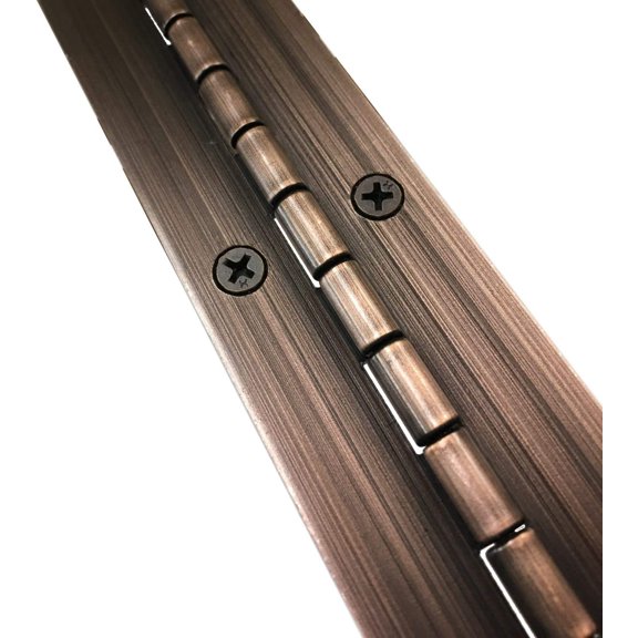 1-1/2" x 72" Continuous Piano Hinge - Heavy Duty.060" Leaf Thickness - Antique Bronze - Matching #6 x 3/4" Screws Included