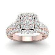 IMPERIAL 1 1/2 ct TDW Round Diamond Cluster Ring, 14K Rose Gold, Size 6