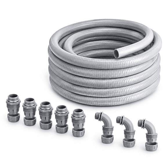 1-1/2inch 25FT Flexible Non-metallic Liquid Tight Electrical Conduit Kit with Fittings