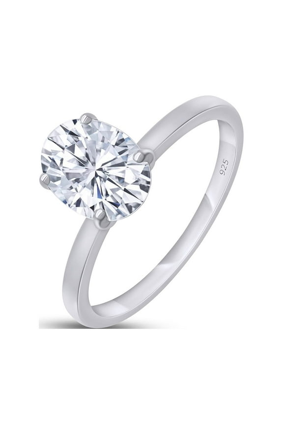 1 1/3 Carat 8X6MM Oval Shape Lab Created Moissanite Diamond Solitaire Engagement Ring For Women In 14K White Gold Over Sterling Silver (VVS1 Clarity, 1.33 Cttw)-4