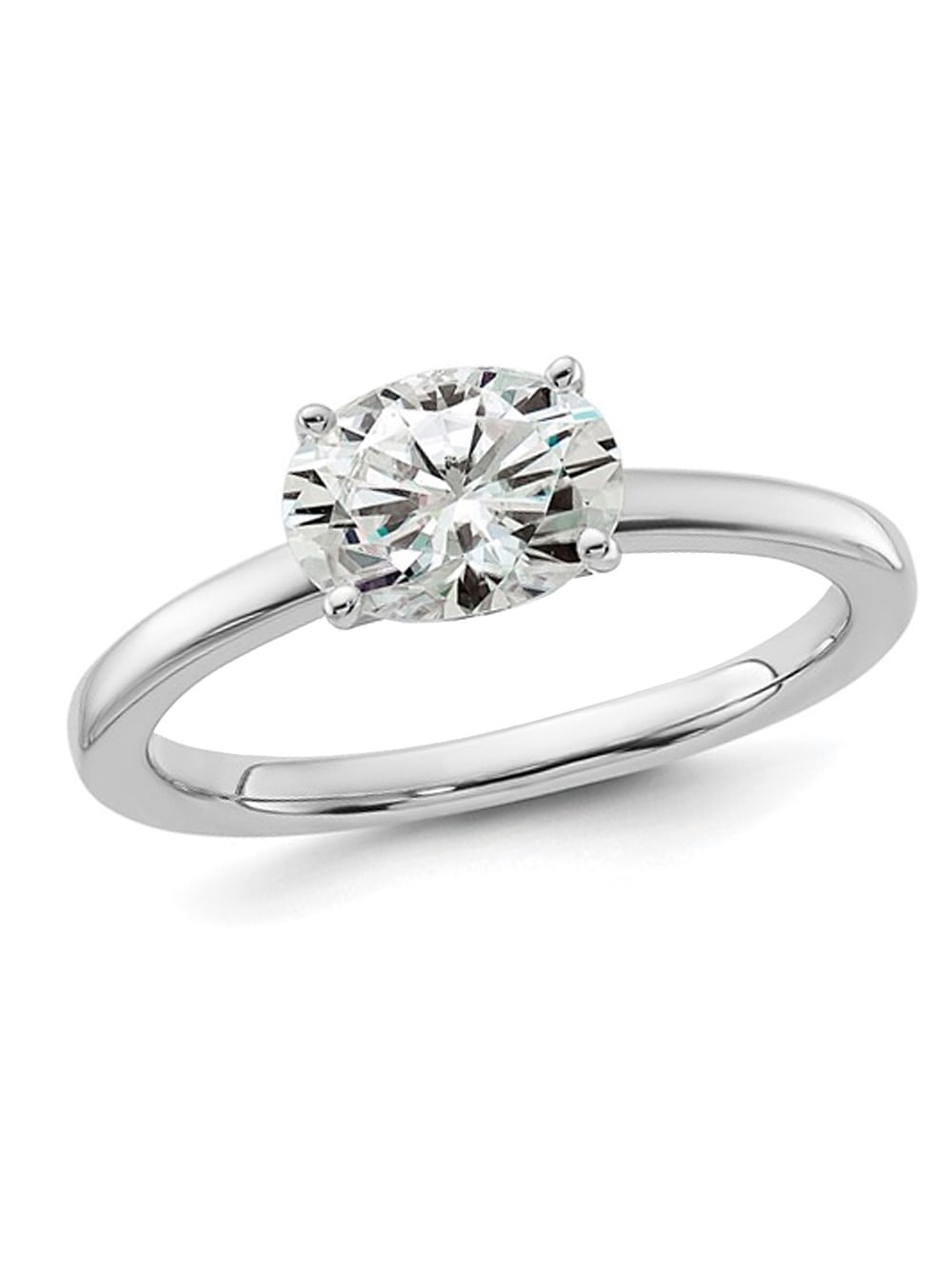 3 CT East West Oval Bezel Set Moissanite Engagement Ring For Her 10k White  Gold | eBay